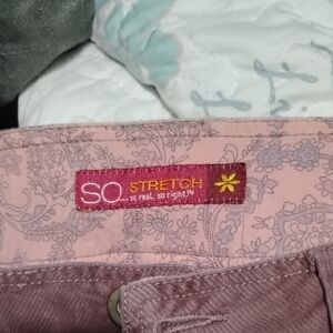 SO Pink and Gray Floral Stretch Pants